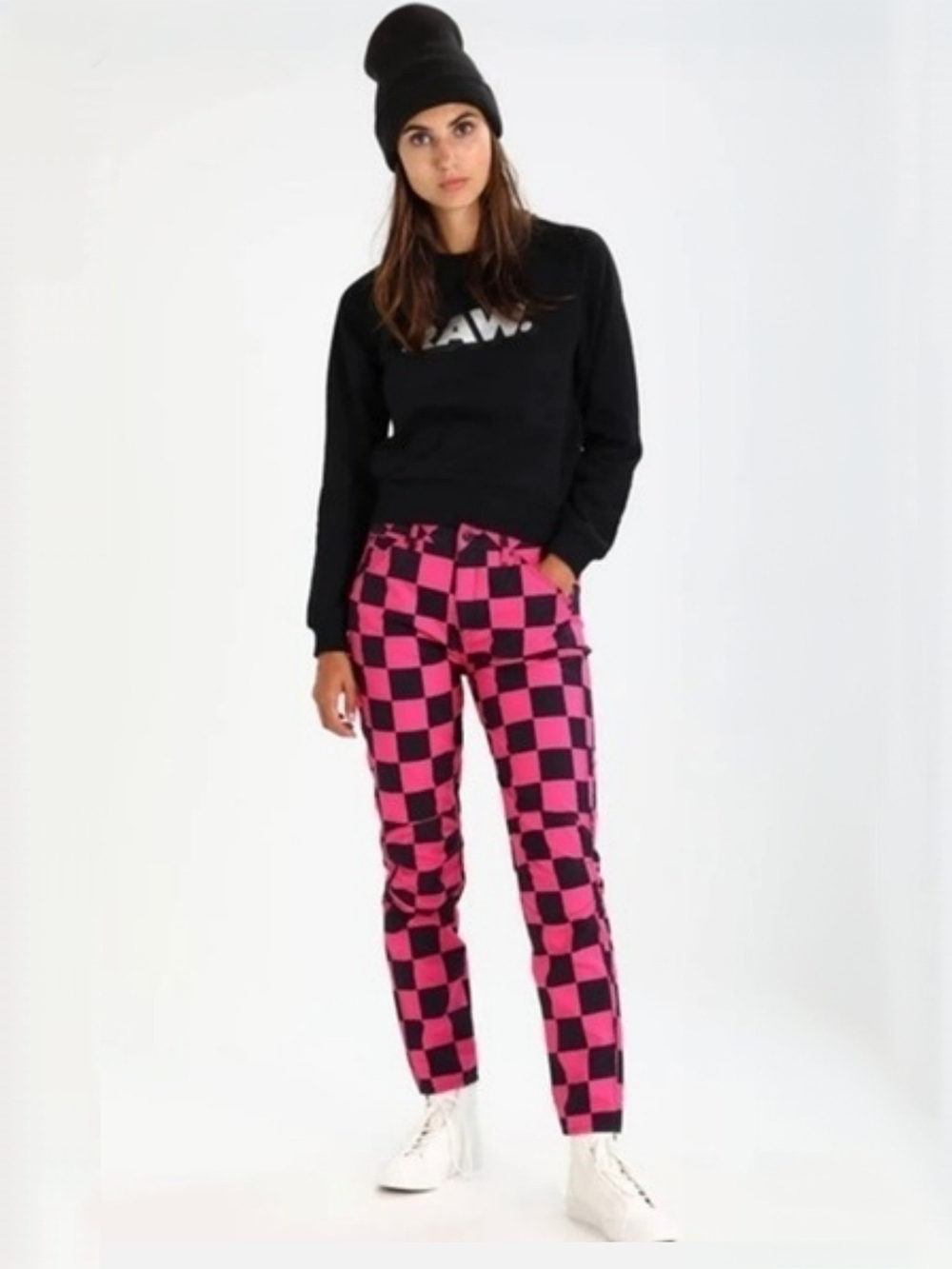 G-Star RAW Elwood X25 Pharrell Pink Check Jeans W25